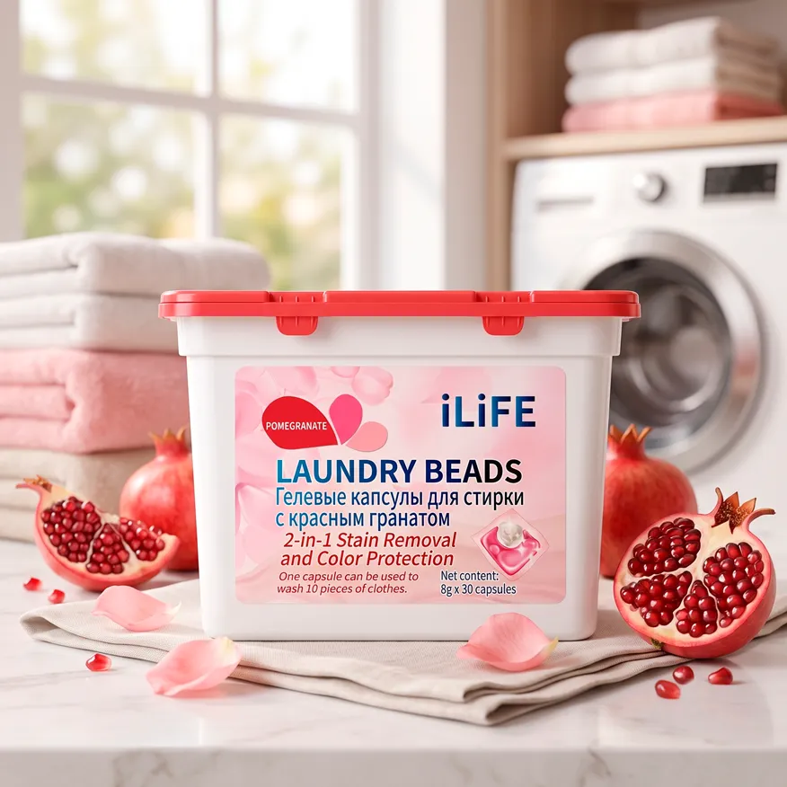 Гелевые капсулы для стирки белья "Красный гранат" iLiFE, 30 штук