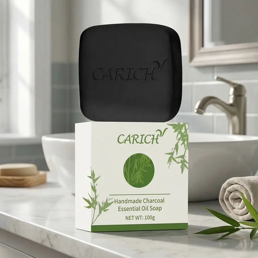 CARICH Мыло с древесным углем Бинчотан и эфирными маслами ручной работы, 100 г