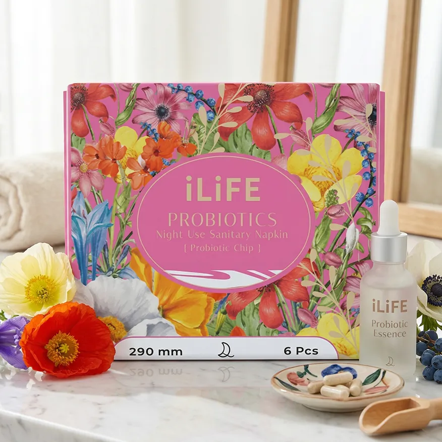 Ночные гигиенические прокладки с пробиотиками iLiFE, 290 мм / 6 шт