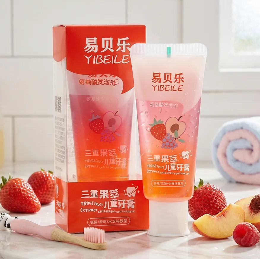 Детская зубная паста YIBEILE с тройным экстрактом фруктов, 80 г